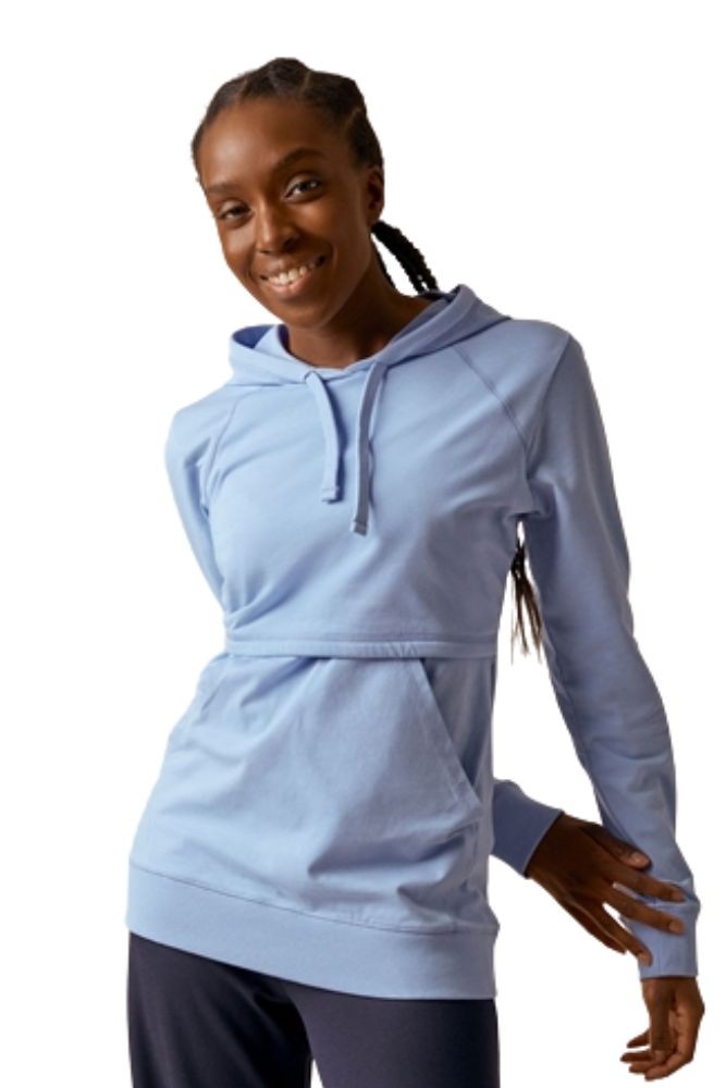 Boob Design B-Warmer Organic Knitted Nursing Hoodie with Kangaroo Pockets (Nile Blue)