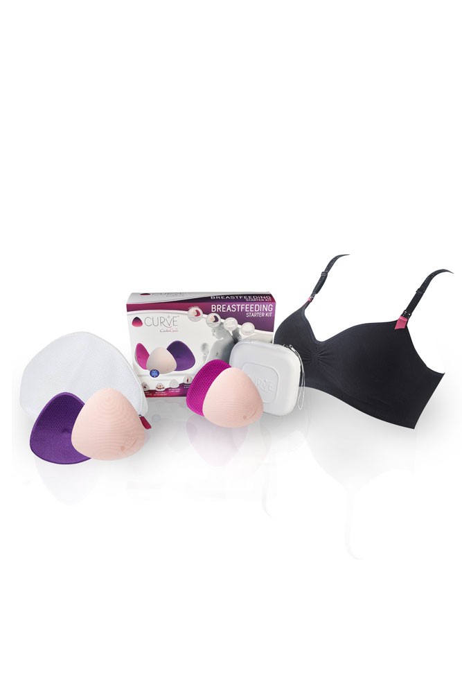 Cache Coeur Breastfeeding Nursing Bra & Curve Nursing Pads Starter Kit (Black)