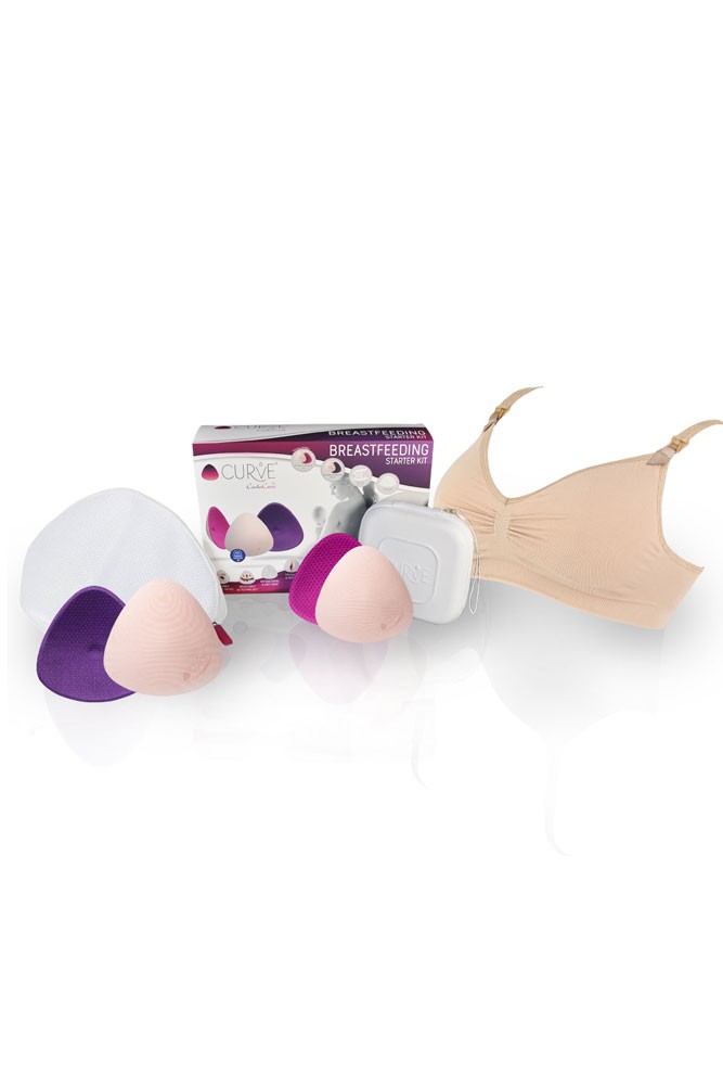 Cache Coeur Breastfeeding Nursing Bra & Curve Nursing Pads Starter Kit (Nude)