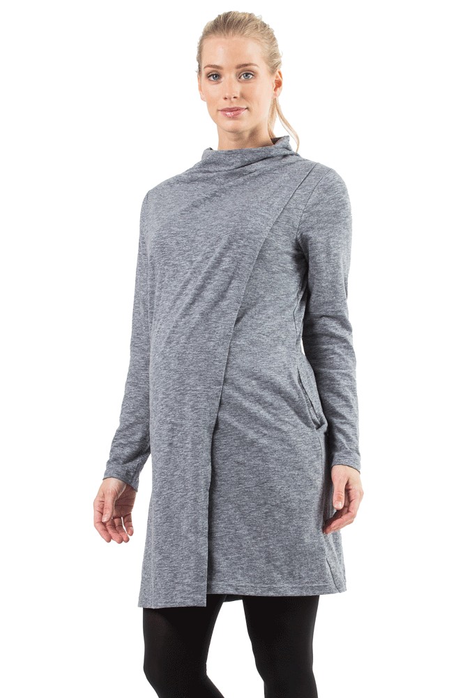 Kendra Sweater Tunic Maternity & Nursing Dress (Black Heather)