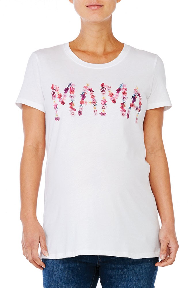Ingrid & Isabel Relaxed Mama Graphic Maternity Tee (White)
