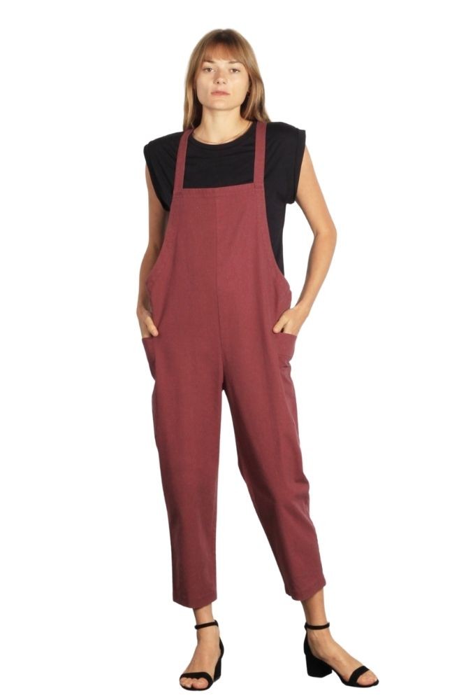 The Arlo Linen Overall Jumper (Dusty Berry)