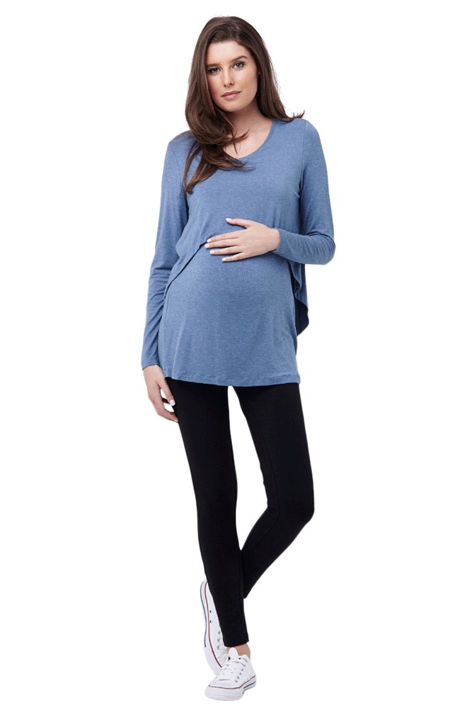 Eloise Swing Back Long Sleeve Maternity & Nursing Top (Blue Marle)