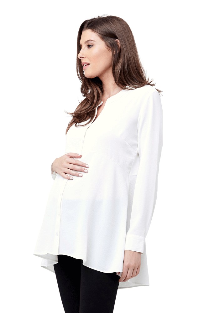Sadie Peplum Woven Maternity Shirt (White)