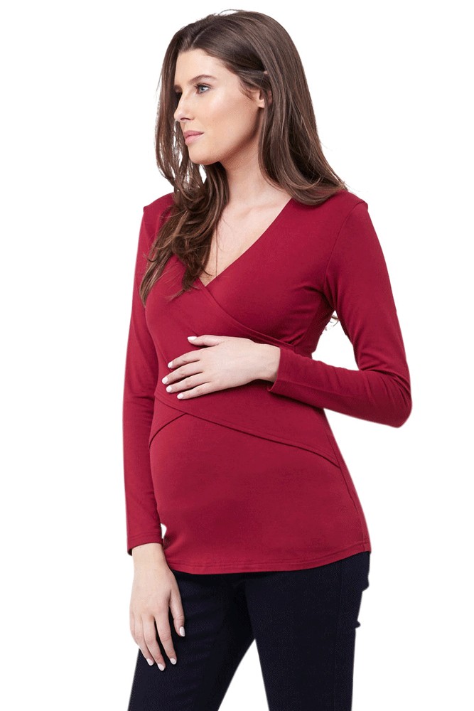 Embrace Long Sleeve Maternity & Nursing Tee (Crimson)