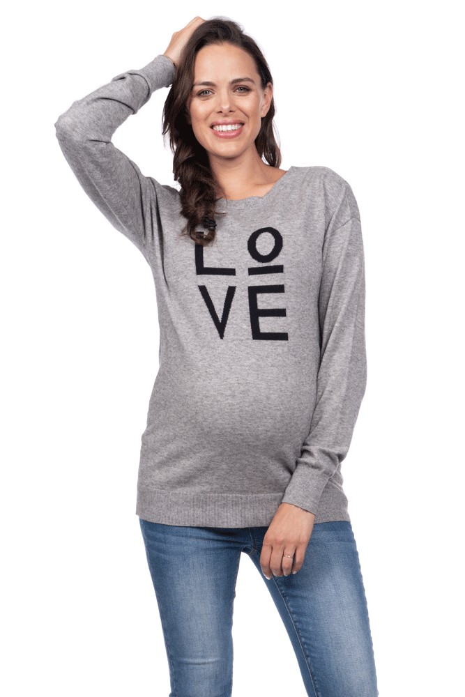 Seraphine Amelie Love Maternity & Nursing Sweater (Grey)