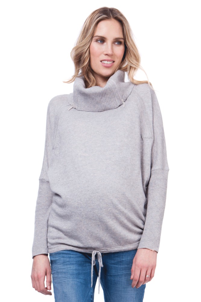 Seraphine Eda Oversize Rollneck Maternity & Nursing Sweater (Grey)