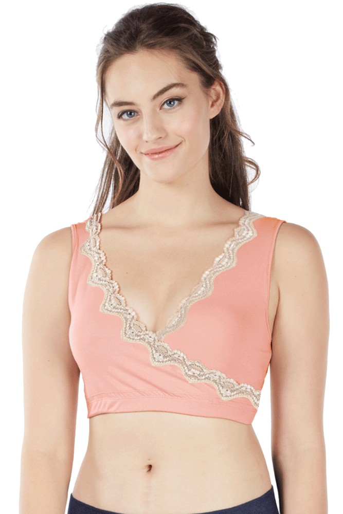 Luxe Cotton Cross-Front Sleep Bra by Mothers en Vogue in Peaches n