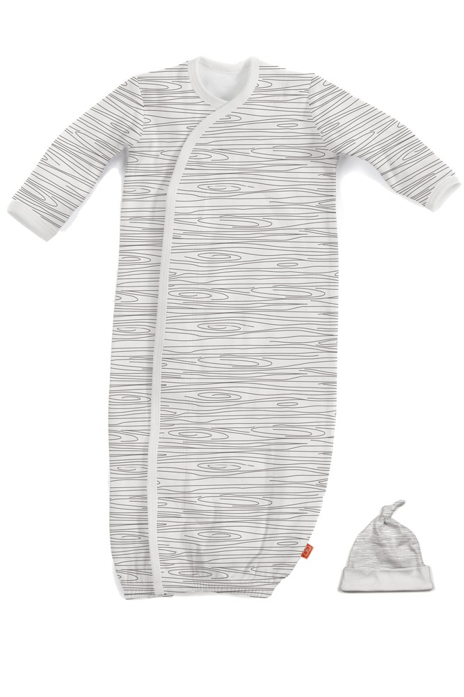 Magnificent Baby Magnetic Me™ Organic Cotton Gown & Hat Set (Birch)