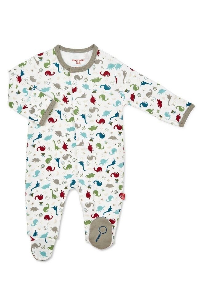 Magnetic Me™ 100% Organic Cotton Magnetic Baby Footie (Dino Expedition)