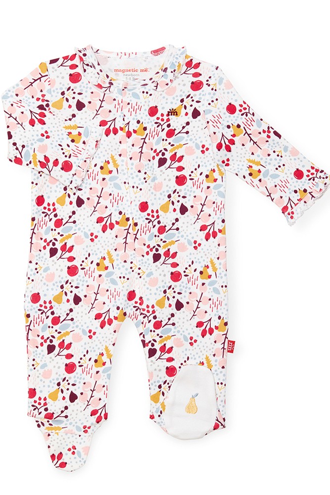 Magnetic Me™ 100% Organic Cotton Magnetic Baby Footie (Pom Pom)