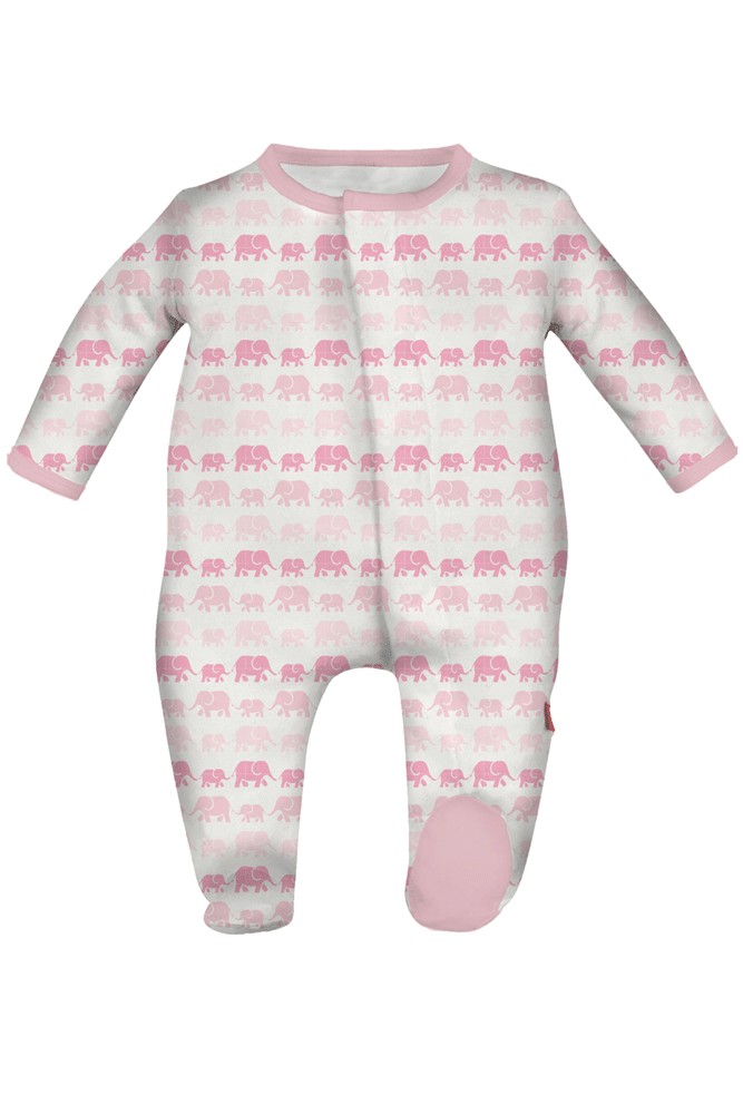 Magnetic Me™ Modal Magnetic Baby Footie (Pink Dancing Elephants)