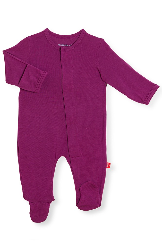 Magnetic Me™ Modal Magnetic Baby Footie (Solid Plum)