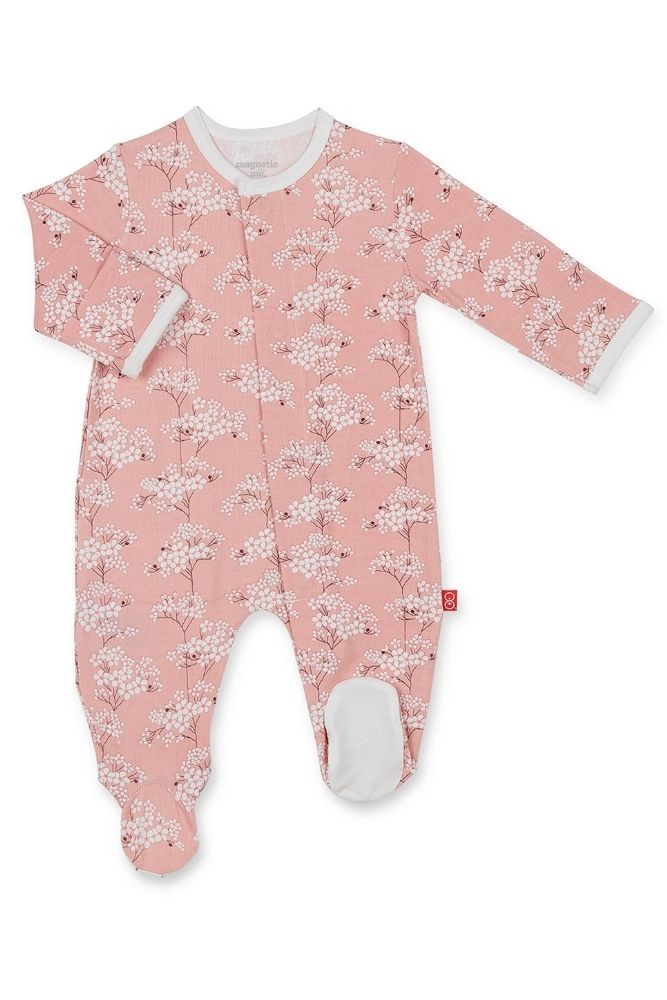 Magnetic Me™ Modal Magnetic Baby Footie (Cherry Blossom)