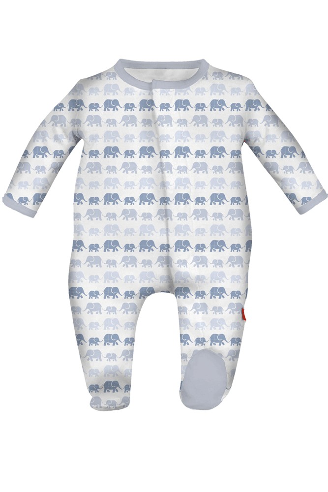 Magnetic Me™ Modal Magnetic Baby Footie (Blue Dancing Elephants)