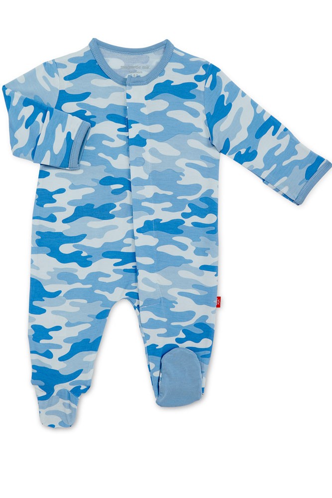 Magnetic Me™ Modal Magnetic Baby Footie (Blue Camo Chic)