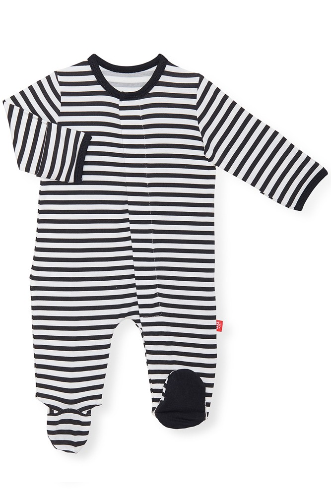 Magnetic Me™ Modal Magnetic Baby Footie (Striped Raise the Woof)