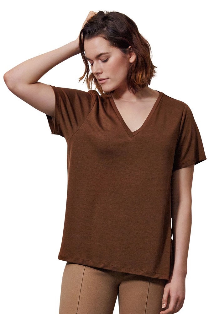 The-Shirt Organic V-Neck Nursing Tee by Boob Design (Cinnamon)