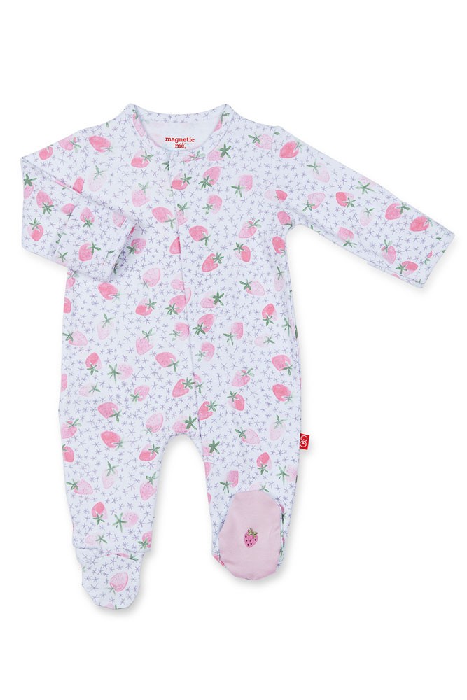 Magnificent Baby Magnetic Me™ Cotton Strawberries & Cream Baby Girl Footie (Strawberries & Cream)