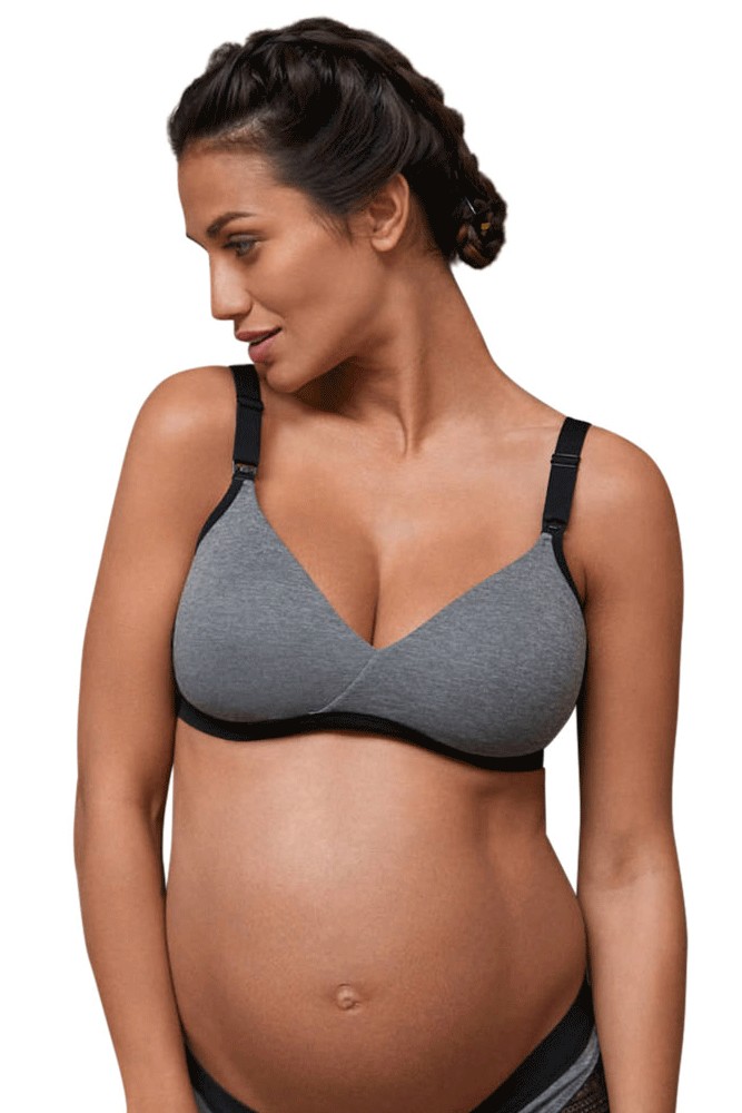 Serena Wireless Seamless Maternity & Nursing Bra with Molded Cups (Grey)