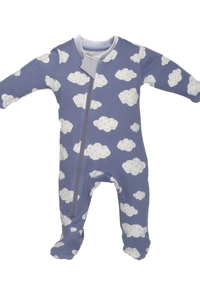ZippyJamz Organic Baby Footed Sleeper Pajamas w. Inseam Zipper for Easy ...