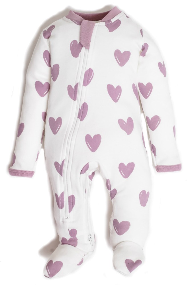 ZippyJamz Organic Baby Footed Sleeper Pajamas w. Inseam Zipper for Easy Changing (Stole My Heart)