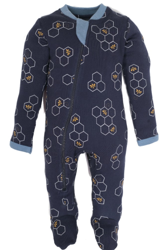 ZippyJamz Organic Baby Footed Sleeper Pajamas w. Inseam Zipper for Easy Changing (Be My Honey)