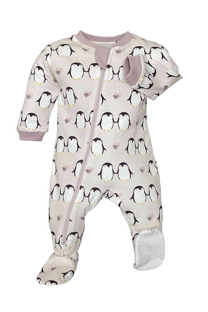 ZippyJamz Organic Baby Footed Sleeper Pajamas w. Inseam Zipper for Easy Changing (Little Empress)