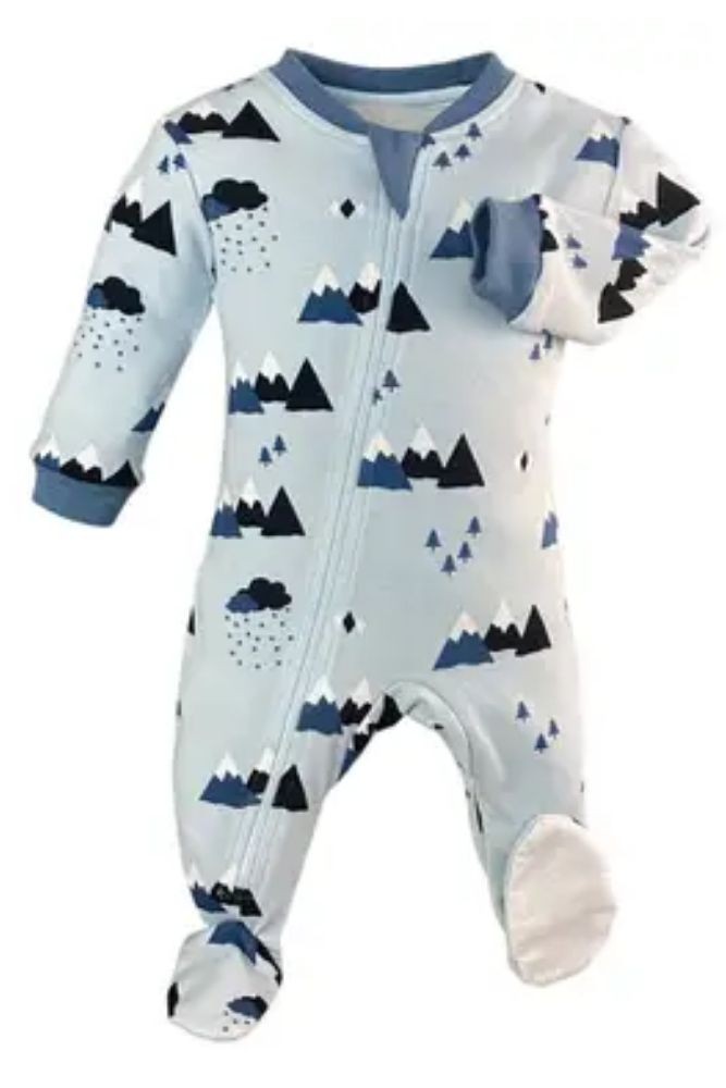 ZippyJamz Organic Baby Footed Sleeper Pajamas w. Inseam Zipper for Easy Changing (Little Adventurer)