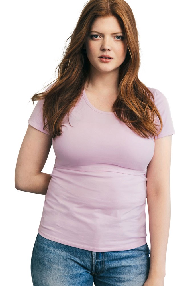 Boob Design Classic Organic Short Sleeve Scoop Neck Top with Full Back Coverage (Orchid)
