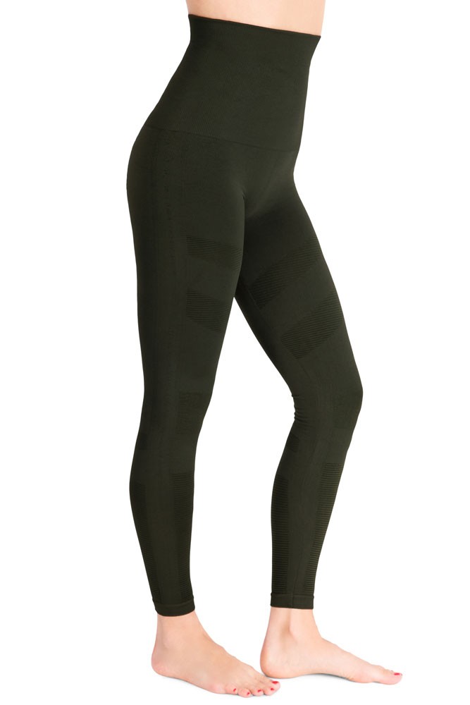 Mother Tucker® Moto Compression Leggings by Belly Bandit in Olive Green