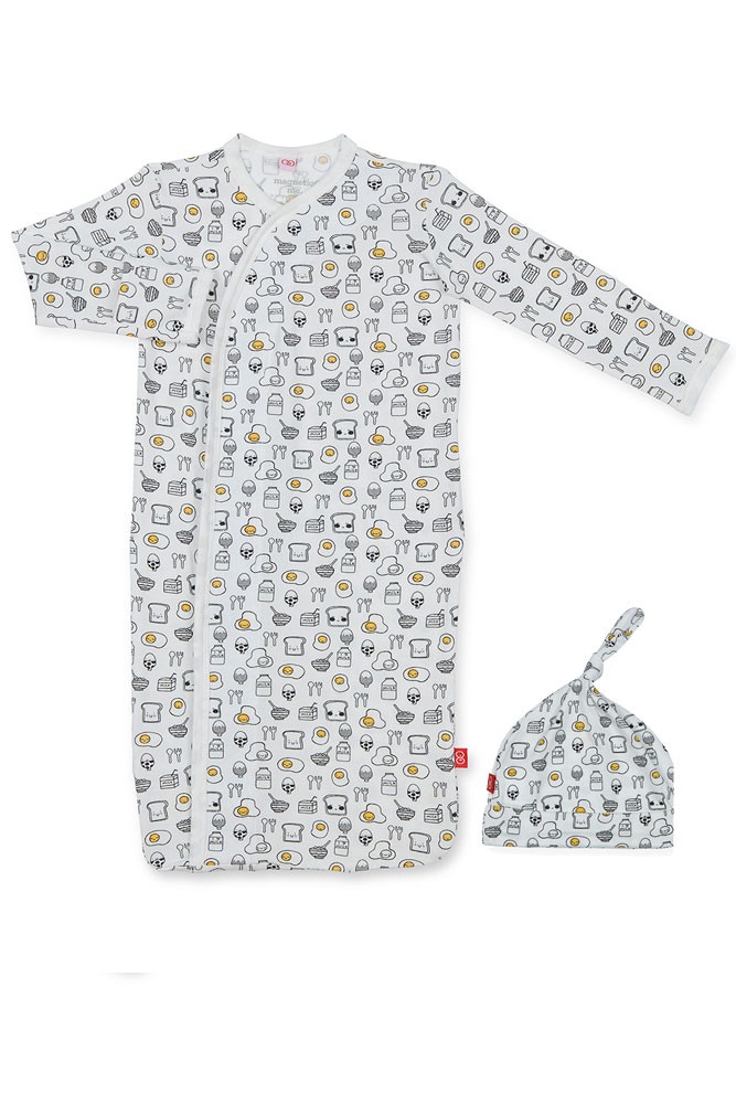Magnificent Baby Magnetic Me™ Modal Breakfast Club Baby Gown & Hat Set (Breakfast Club)