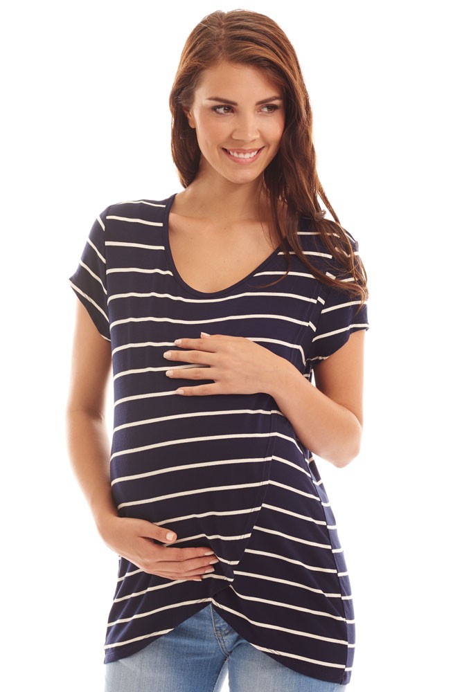 Jonelle Maternity & Nursing Top (Navy Stripe)