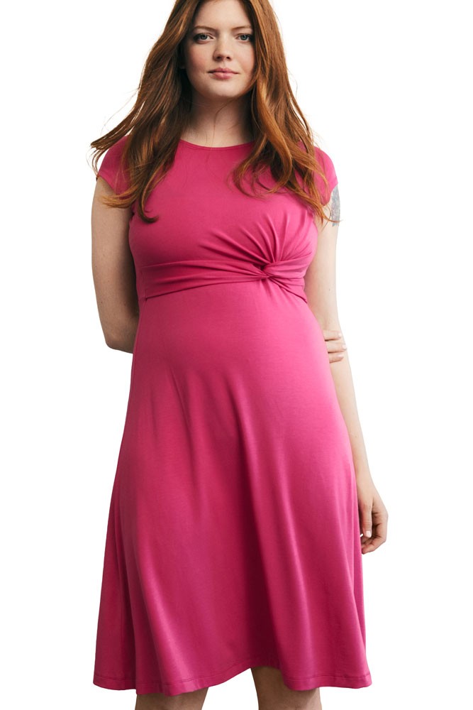 Boob Design Twist Maternity & Nursing Dress in Sweet Fuchsia