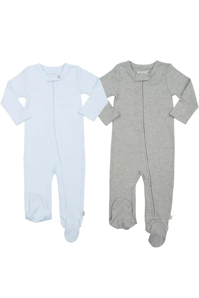Finn and Emma Infant Baby 100% Organic Cotton Footed Sleeper Sloth White Black 