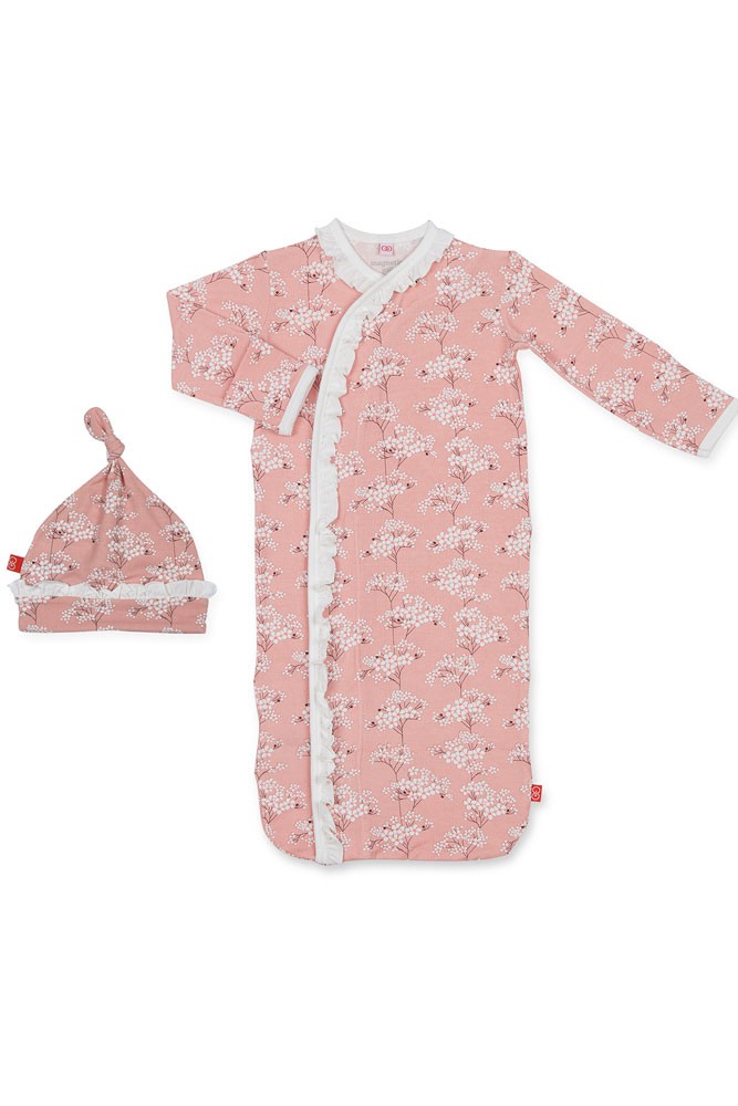 Magnetic Me™ by Magnificent Baby Modal Baby Gown & Hat Set (Cherry Blossom)
