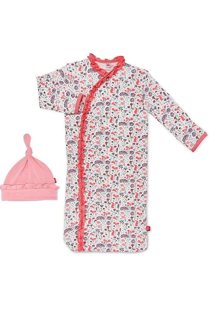 Magnetic Me™ Modal Magnetic Baby Gown & Hat Set (Beatrix Floral)