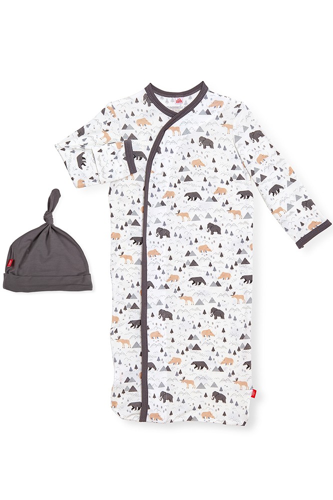 Magnetic Me™ Modal Magnetic Baby Gown & Hat Set (Tiny Tundra)