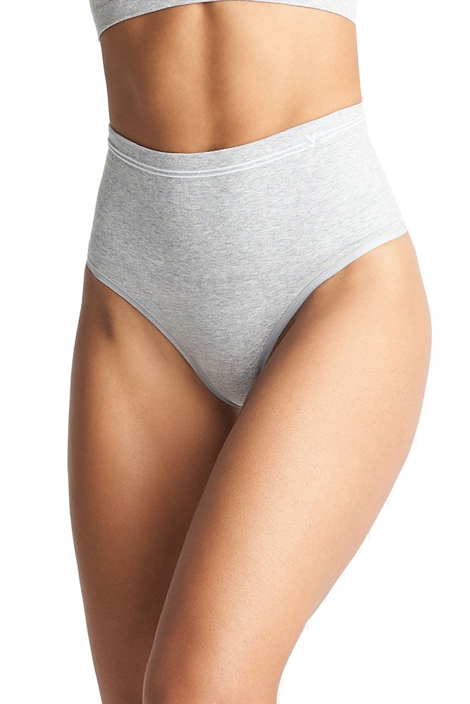 Yummie Cotton Seamless Shaping Thong in Heather Grey