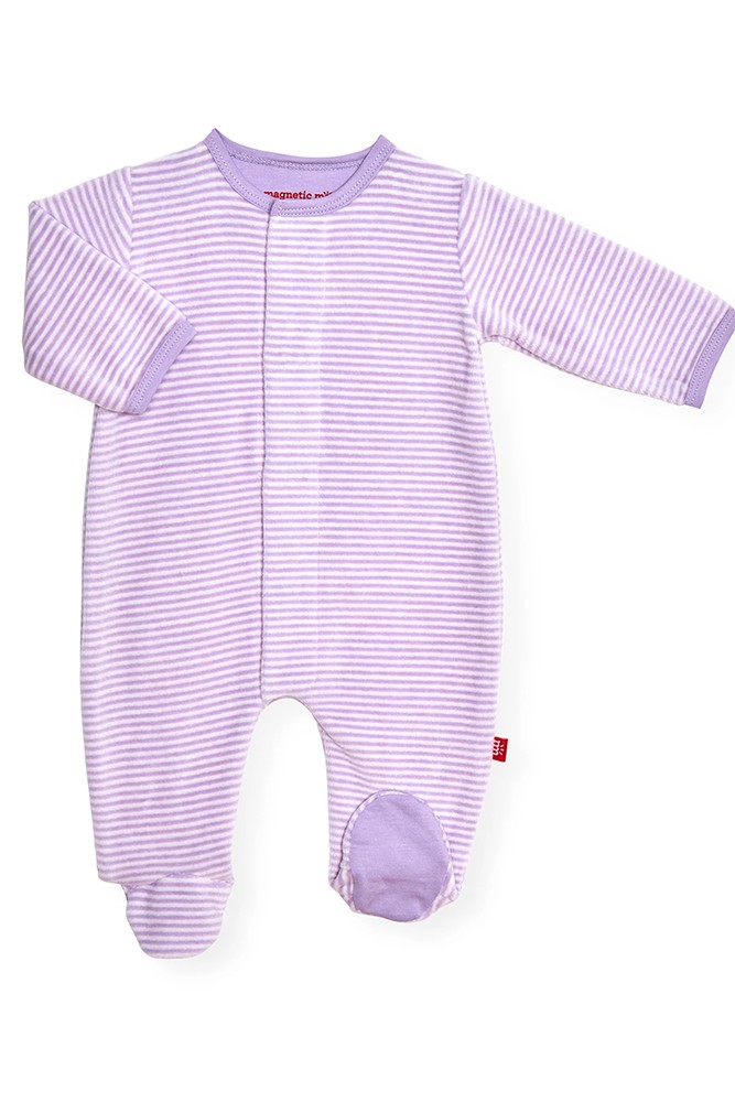 Magnetic Me™ Velour Magnetic Baby Footie (Orchid Stripe)