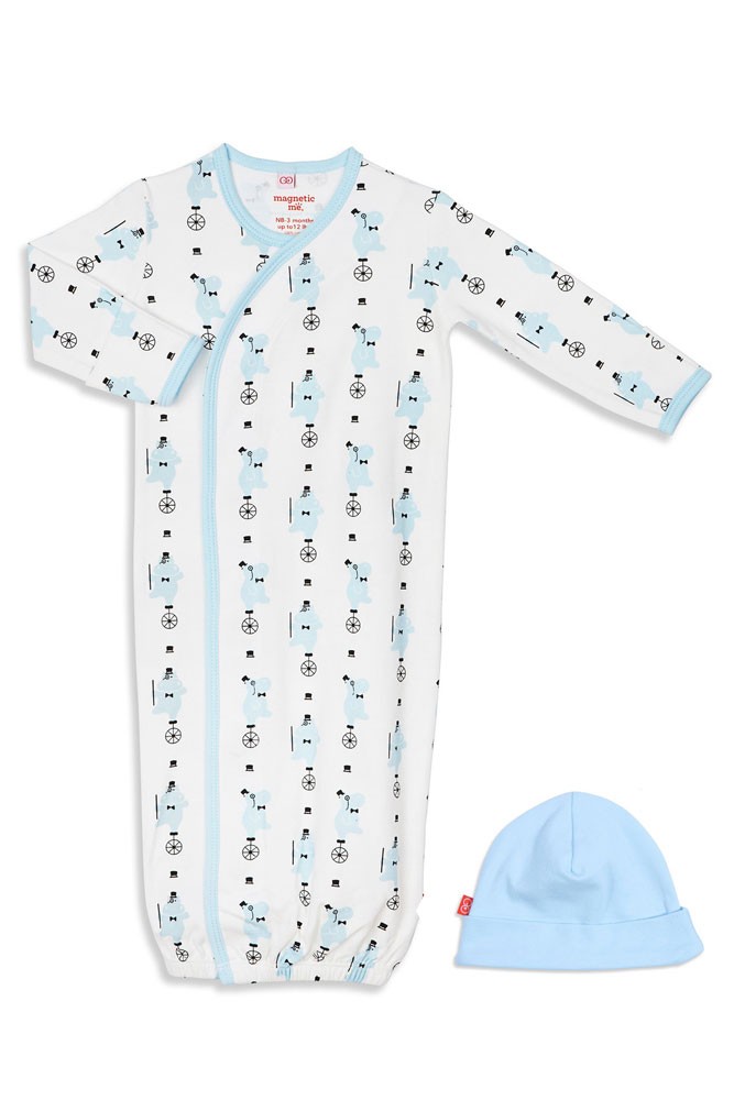 Magnetic Me™ by Magnificent Baby 100% Organic Gown & Hat Set (Boy Hippo Shake)