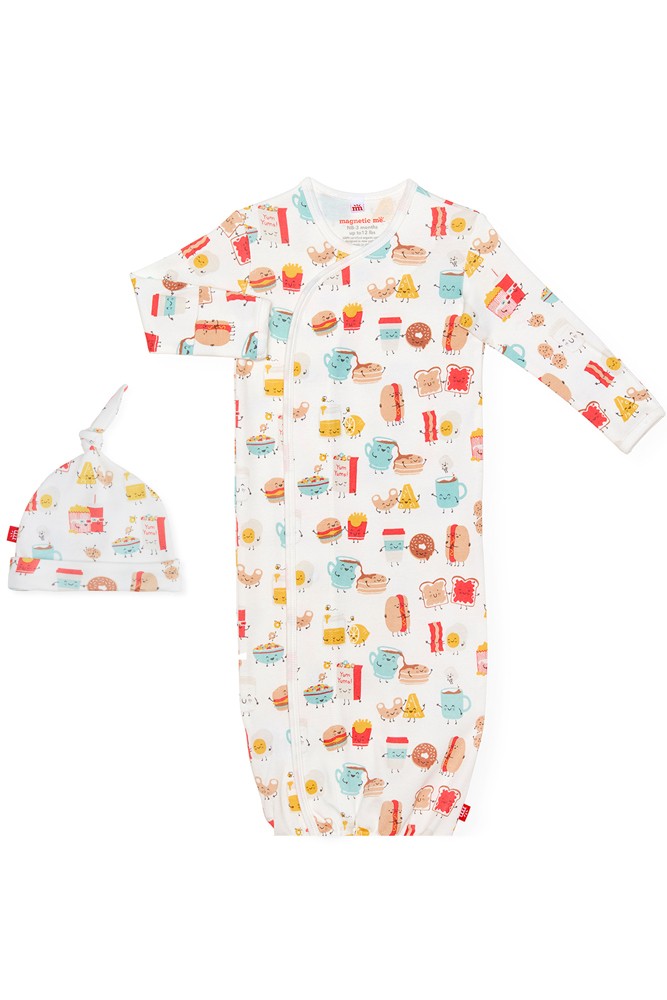Magnetic Me™ 100% Organic Cotton Baby Gown & Hat Set (Better Together)
