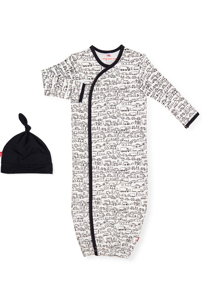 Magnetic Me™ 100% Organic Cotton Baby Gown & Hat Set (Going Places)
