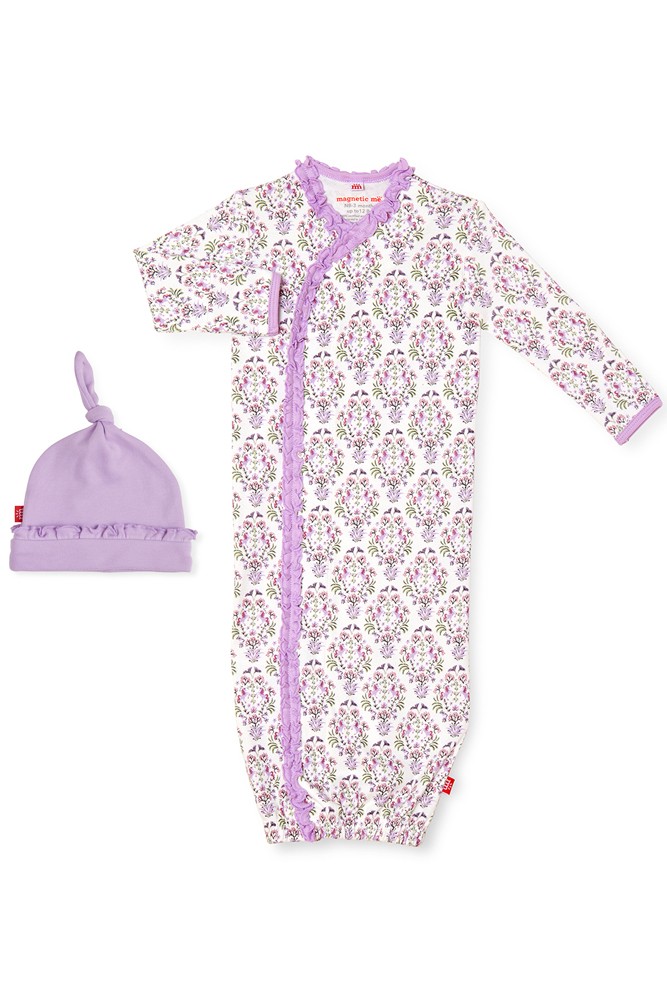 Magnetic Me™ 100% Organic Cotton Baby Gown & Hat Set (Unicorn Dreams)