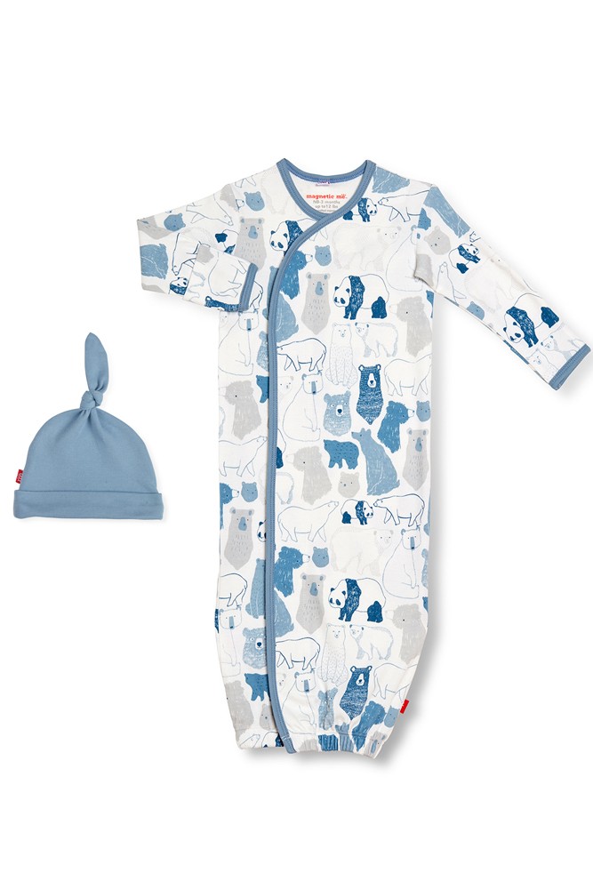 Magnetic Me™ 100% Organic Cotton Baby Gown & Hat Set (Unbearable Cute)