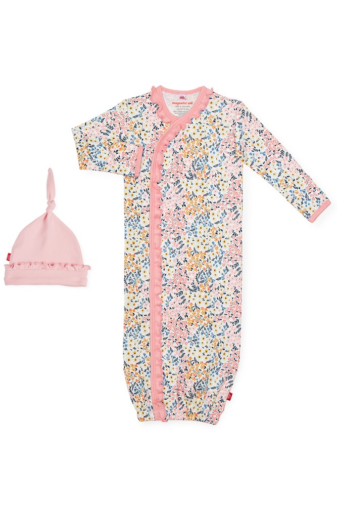 Magnetic Me™ 100% Organic Cotton Baby Gown & Hat Set (Chelsea)