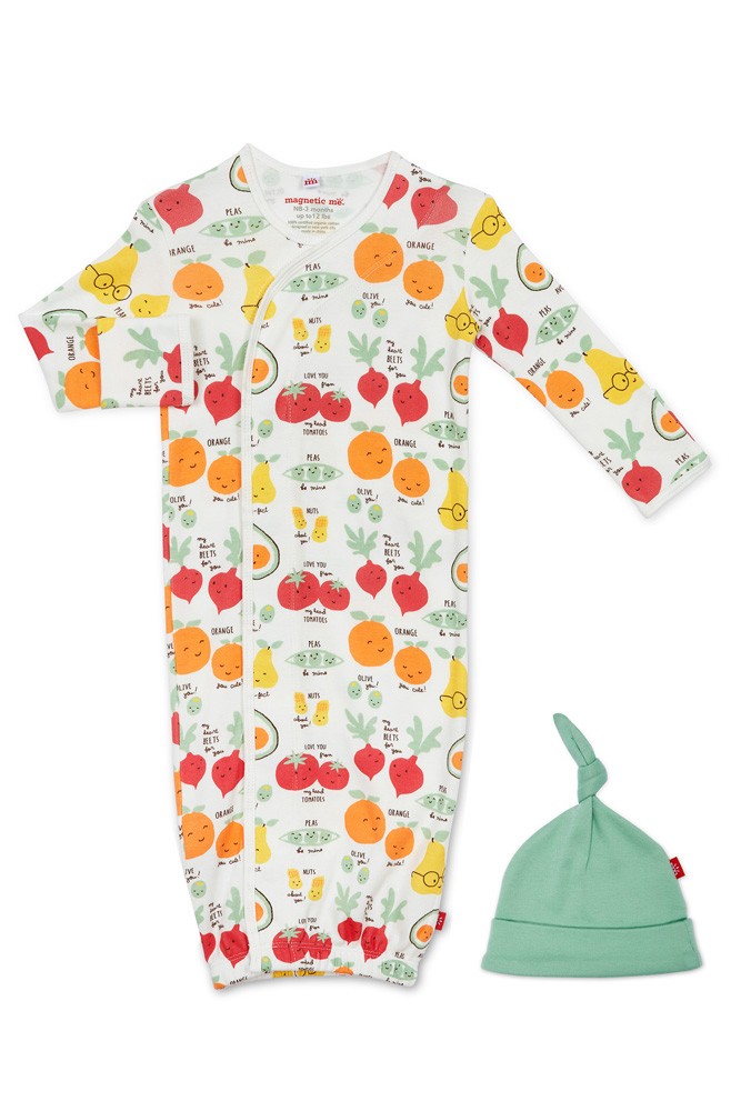 Magnetic Me™ 100% Organic Cotton Baby Gown & Hat Set (Perfect Puns)