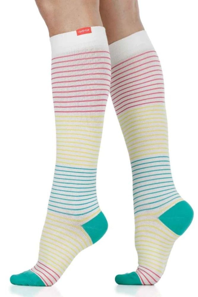 Vim & Vigr 15-20 mmHg Compression Socks - Cotton in Pinstripe: Juicy