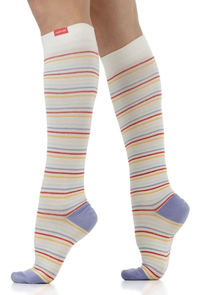 Vim & Vigr 15-20 mmHg Compression Socks - Cotton (Pinstripe: Summer Sorbet)