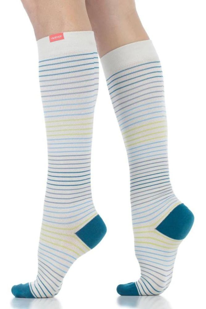 Vim & Vigr 15-20 mmHg Compression Socks - Cotton (Pinstripe: Blues & Lime)